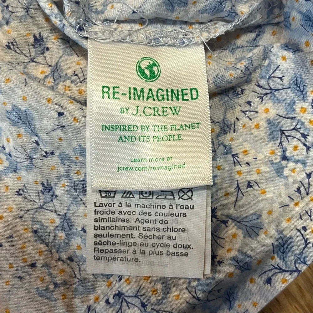 J.Crew Liberty Fabric Floral Blouse Womens XS Blue Cottagecore Pintuck Top - Picture 10 of 11